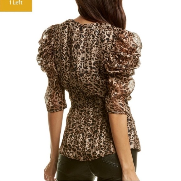 Authentic NWT Walter Baker Liora Peplum Top in jaguar animal print medium - Picture 2 of 9
